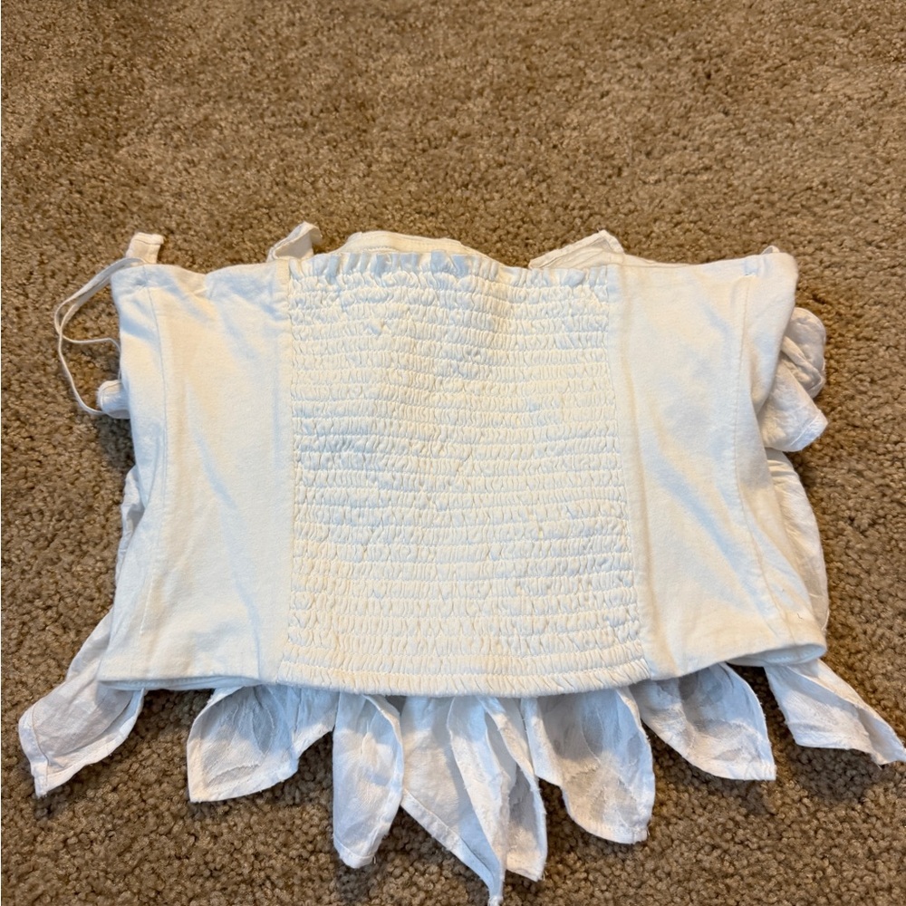 Anthropologie White Ruffle Tube Top - Picture 6 of 10